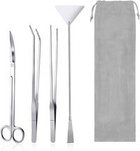 Aquarium Aquascaping Tool Stainless Steel Aquascape Tools Kit 4 in 1 Anti-Rust Fish Tank Starter Kit with Tweezers Scissors Spatula for Aquarium Plants (Silver)