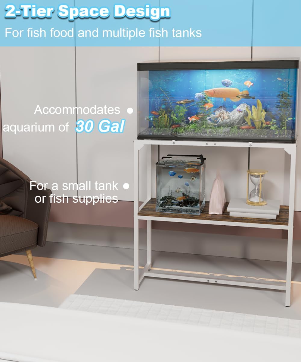 Mondazie 20-30 Gallon Fish Tank Stand, 30" L x 12" W x 32.2" H - 30 Gal White - image 4