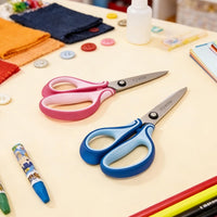 SLEMOON 7 inch left handed student scissors with blue cushioned handles - view 4