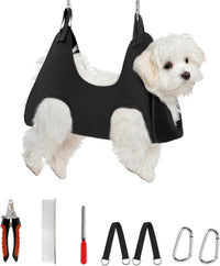 Supet Dog Grooming Hammock for Nail Trimming - XS( Max 16 Lb:Leg space: 4.9"-10.5") / Black