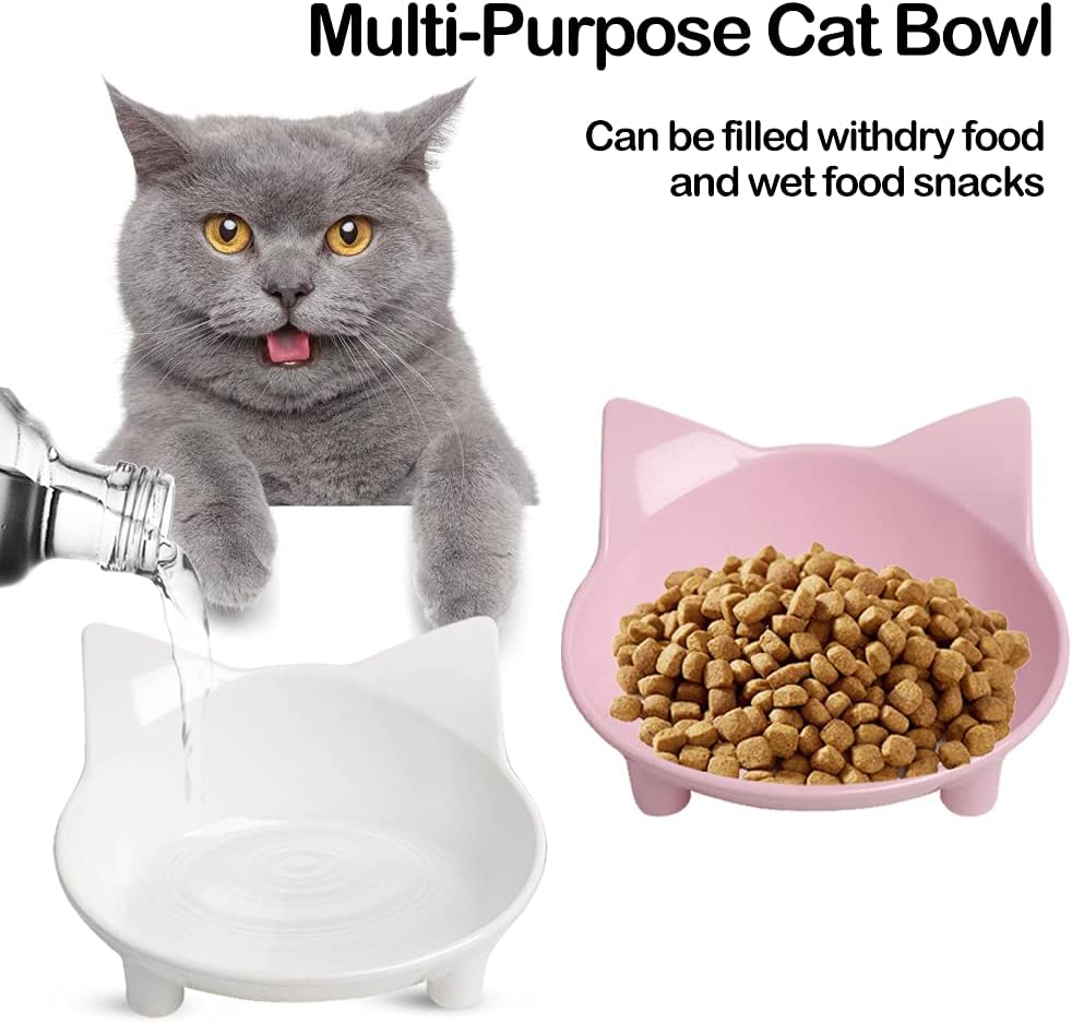 Wide shallow non-slip cat food and water bowls in BPA-free melamine with a glossy porcelain-like fin - view 4