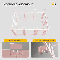 30.3“H 2PCS Extension Kit - Door+Panel, T-Buckles for Compartment, Expandable Clear Dog Play Pen Acrylic Dog Playpen Indoor,for Puppy Cat Bunny Small & Medium Dogs (Pink-30.3" H, 2PCS)