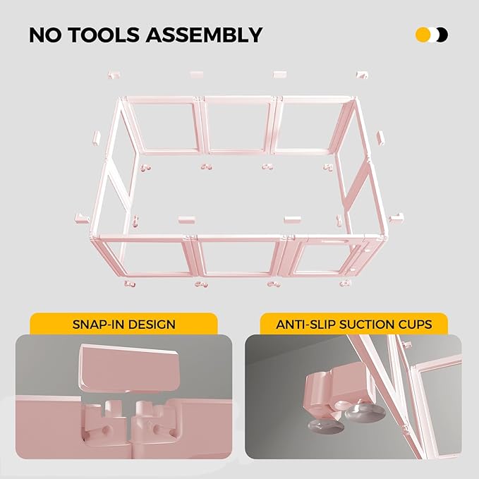 Clear Acrylic Plastic Dog Playpen - Clear Dog Play Pen - Easy Assemble Acrylic Dog Playpen - Puppy Playpen, Cat Playpen, Small Animal Playpen, Dog Play Pen Indoors (Pink-23.6" H, 12PCS)