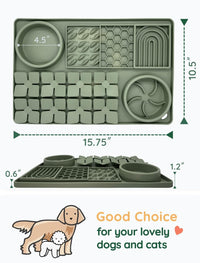 Slow Feeder Bowl, Silicone Lick Mat with Suction Cups for Dog Cat, Snuffle Mat for Pet Smell - Dark Green / Honeycomb 4in1 - image 2