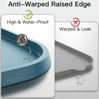 Feedoo Pet Feeding Mat [Warped Resistant Raised Edge] - 28.5"L x 16.5"W / Blue - image 4