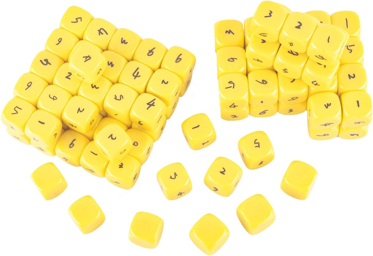22MM Rounded Blank Six Sided Dice Lianshi Teaching Created Sesources - 100Pcs / Yellow - image 4