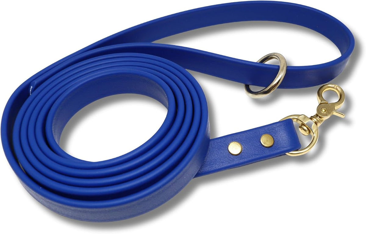 Biothane Leash, Brass, 6 ft x 5/8, Black – Essentials for Dogs - 3/4 / Blue