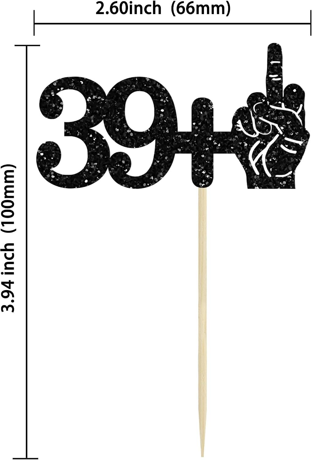 Ephlyn 1Pc 49+1 Black Glitter Cake Topper 50th Birthday Party Cake - 40th-24Pcs / Black - image 2