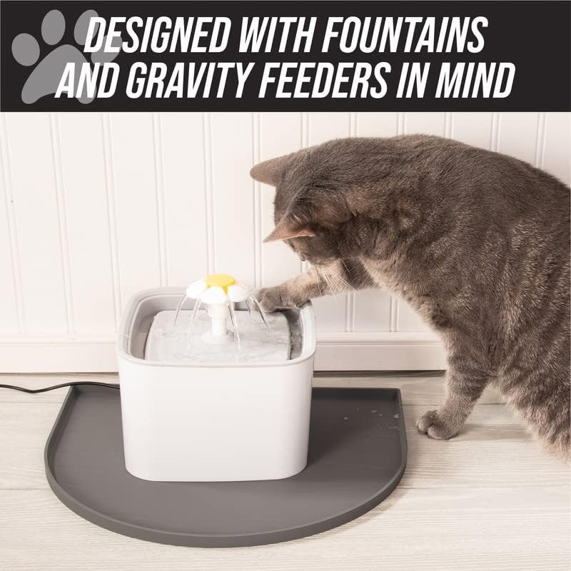 Leash Boss Fountain Mat, Silicone Water Mat Designed for Pet Fountains, Dog Gravity Water Bowls - 26"L x 21"W / Navy - image 3