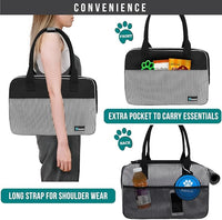 PetAmi Dog Purse Carrier for Small Dogs, Airline Approved Soft Sided Pet Carrier with Pockets, Ventilated Dog Carrying Bag for Puppy Cat, Dog Travel Supplies Bag, Sherpa Bed, Max 12 lbs, Stripe Black