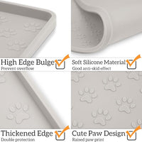 Ptlom Dog Food Mat Anti-Slip Pet Bowl Mats for Food and Water, High-Lips Pet Placemat Prevent Messy Spills to Floor, Waterproof Puppy Feeding Tray for Small, Medium Large Dogs Cats, Silicone