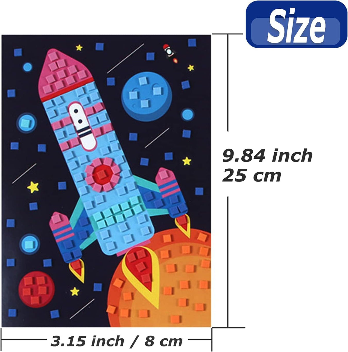 LZHZH Mosaic Sticker Art for Kids, Butterfly, Sailboat - Space Rocket Mosaic - image 2