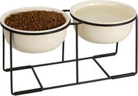 Ceramic Elevated Dog Bowls with Stand - Beige / XL × 2