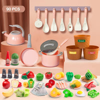 35Pcs Kids Kitchen Toy Accessories - Pink / 90Pcs - image 2