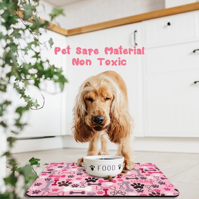 Dog Food Mats for Floors Waterproof - Pink / 30"L x 17"W - image 4