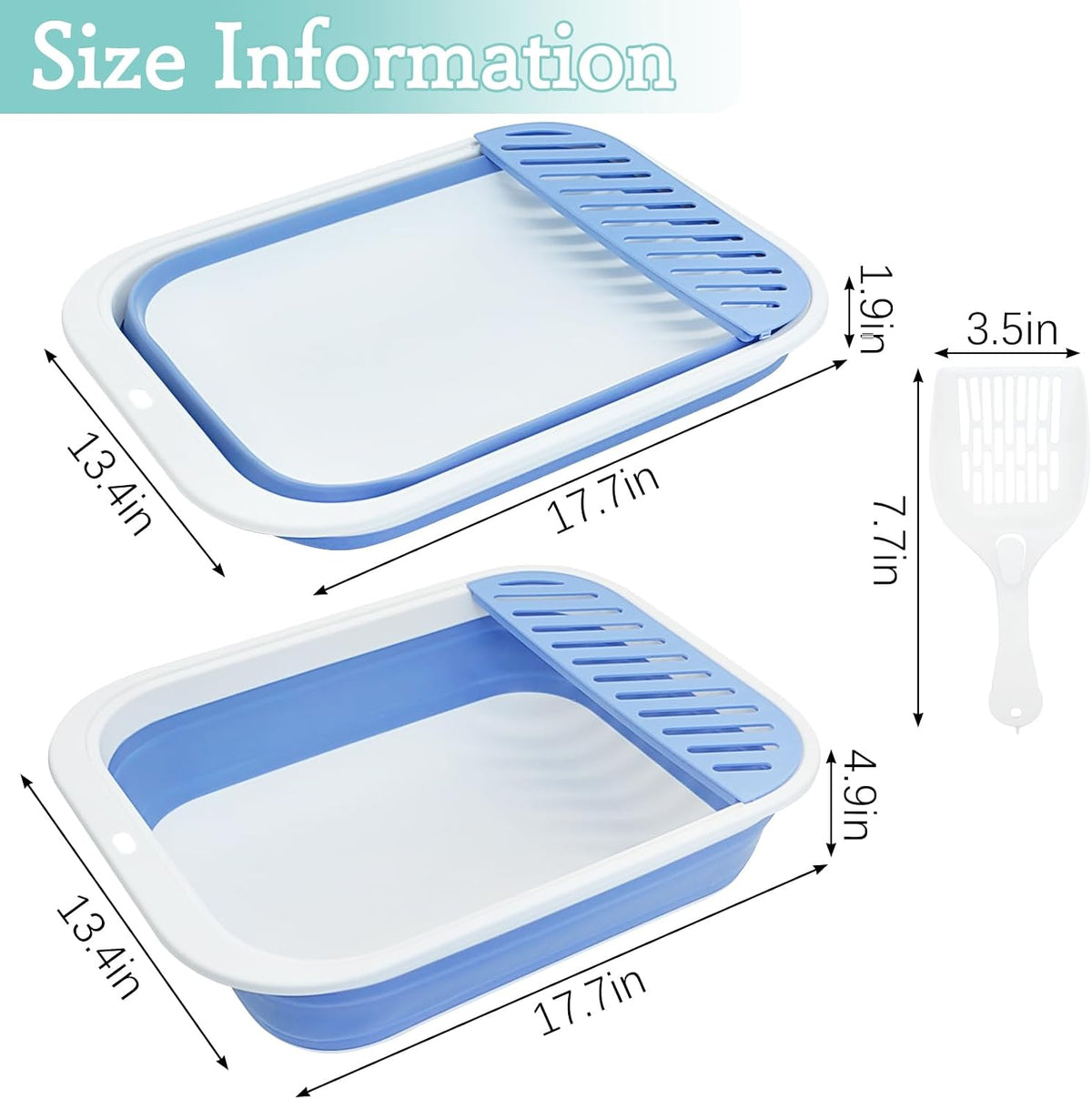 Fhiny Open Cat Litter Box - Blue-M / 1PCS - image 4