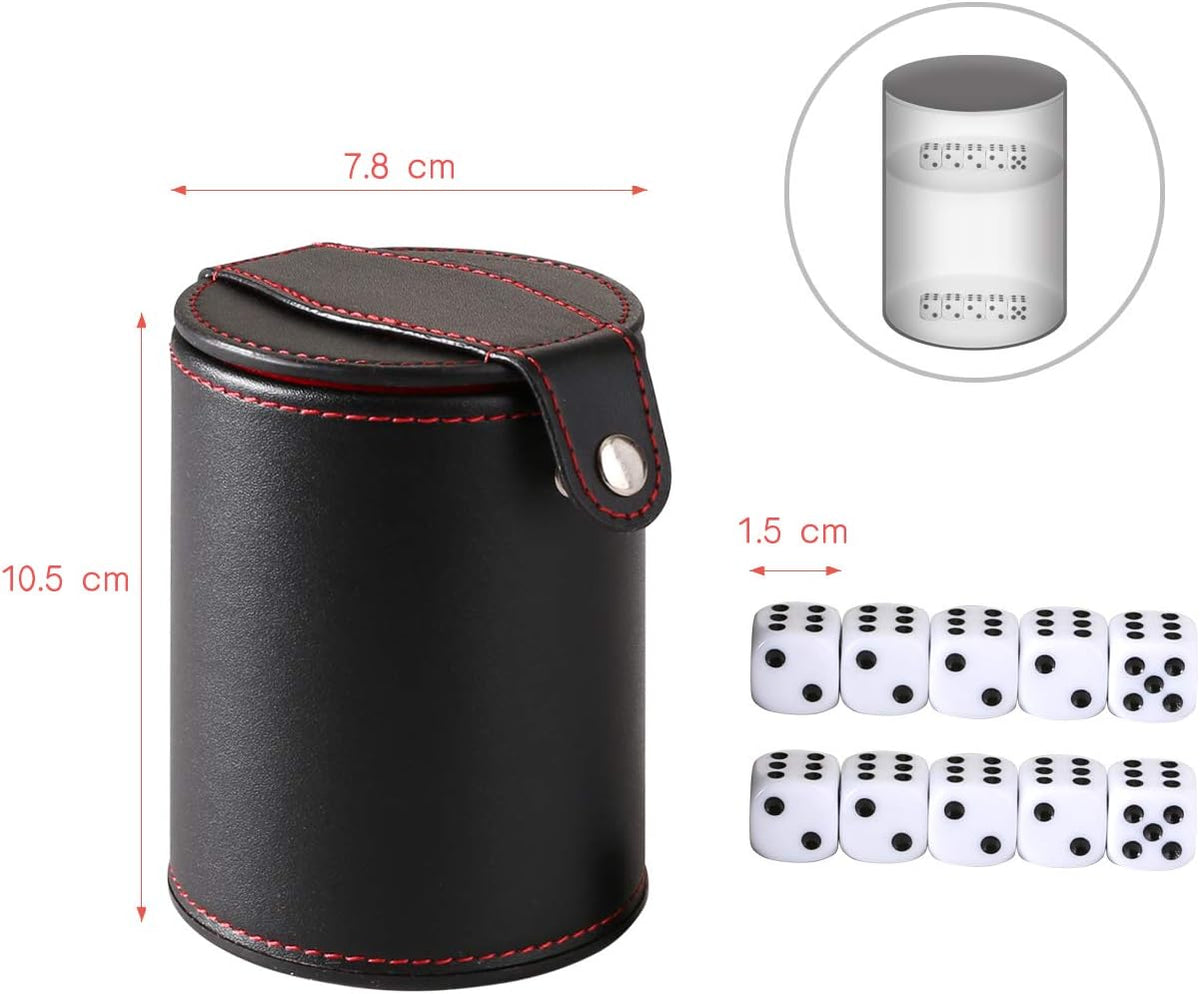 GWHOLE leather dice cup with soft lining and 10 transparent 16mm dice - view 5