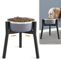 SHAINFUN Adjustable Metal Raised Stand for Large & XL Breeds - Black-HM / Height: 11", Width: 7-10.6"
