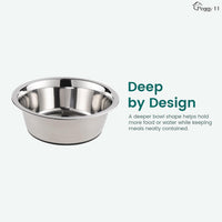 Deep Stainless Steel Dog Bowls, 3 US Cup Each - 2 Bowls / 6 Cups - image 3