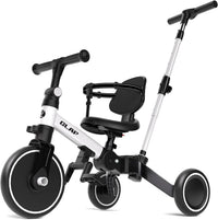 Glaf white toddler tricycle with parent push handle
