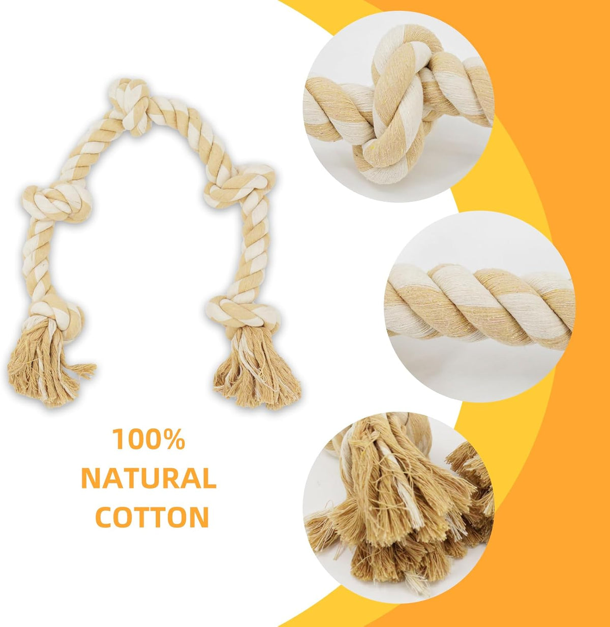 Bmag Dog Rope Toys for Aggressive Chewers - Beige - image 2