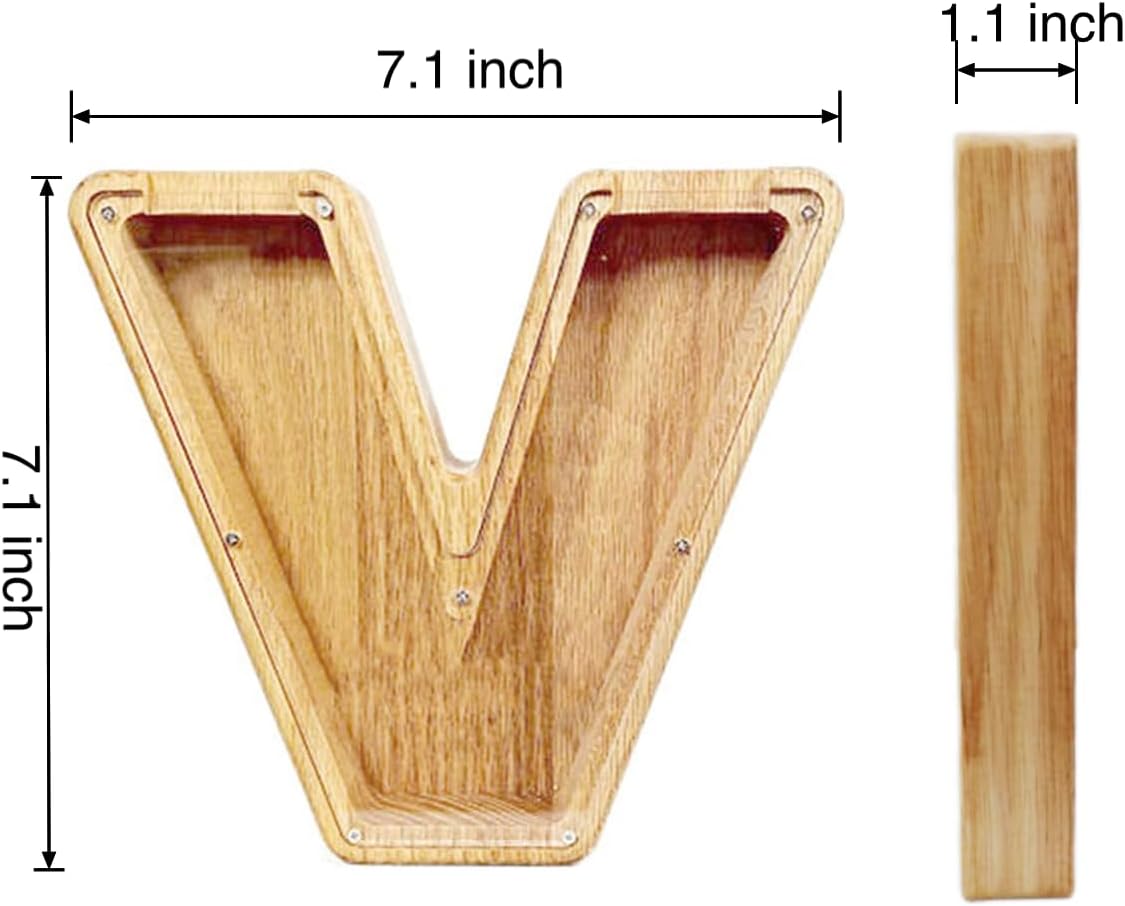 WeiDu77 wooden alphabet letter piggy bank with clear plexiglass front - view 5