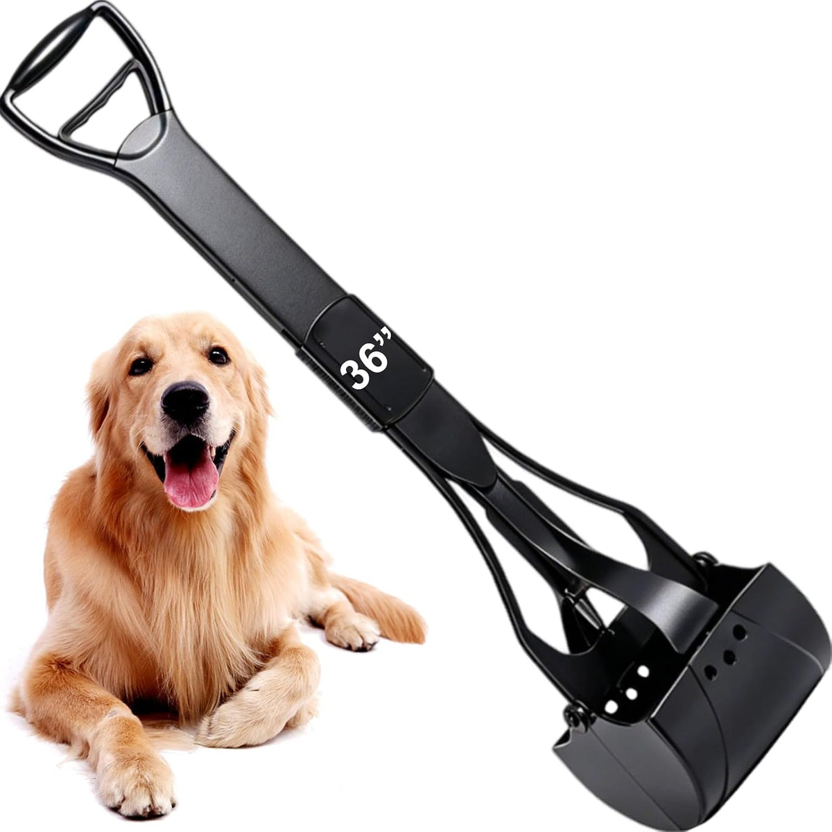 36“ Large Dog Pooper Scooper for Large Dogs Heavy Duty - 36-inch(Black)