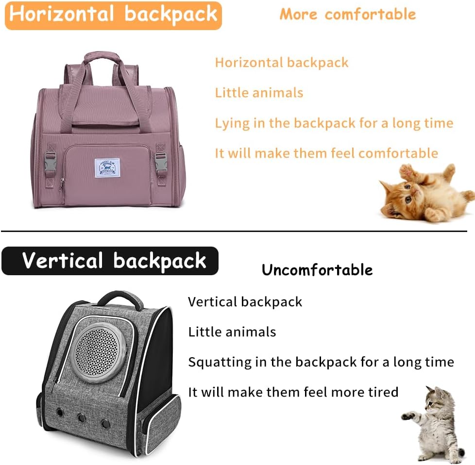 Pet Backpack Carrier for Small Dogs Medium Cats, Puppies - purple / 16.5"L x 9.0"W x 13.0"H - image 4