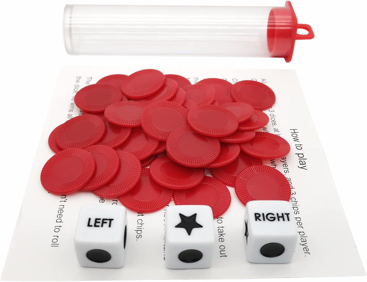 Ahoper Right Left Center Dice Game Prime Set Bundle with 3 Dices + 36 - Red - image 4