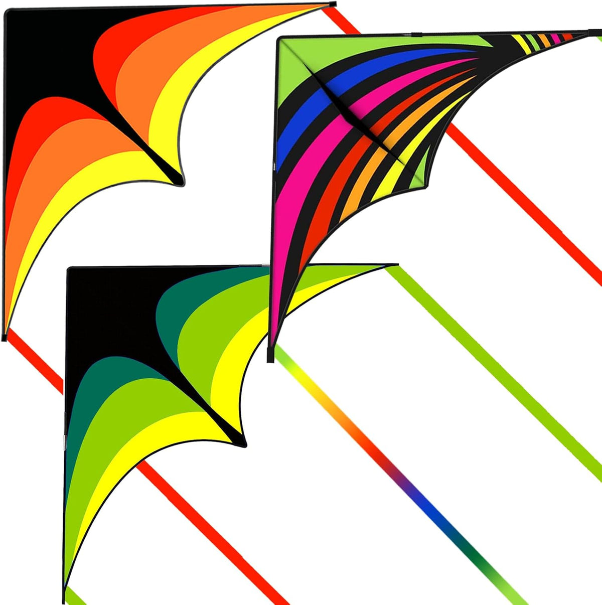 Delta Kite for Kids Ages 4-12 - 1 / Green&Yellow&Rainbow