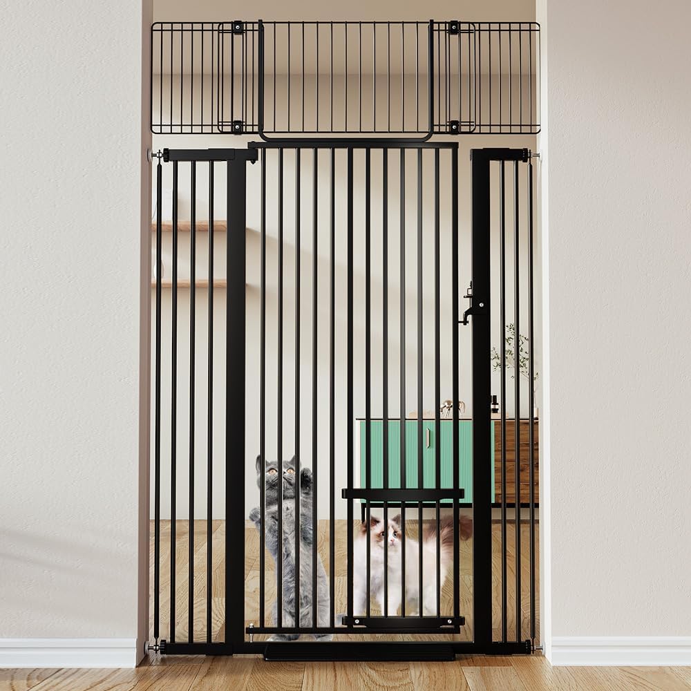 COMOMY 71" Extra Tall Pet Gate - Black / 71" Tall x 40.6" Wide