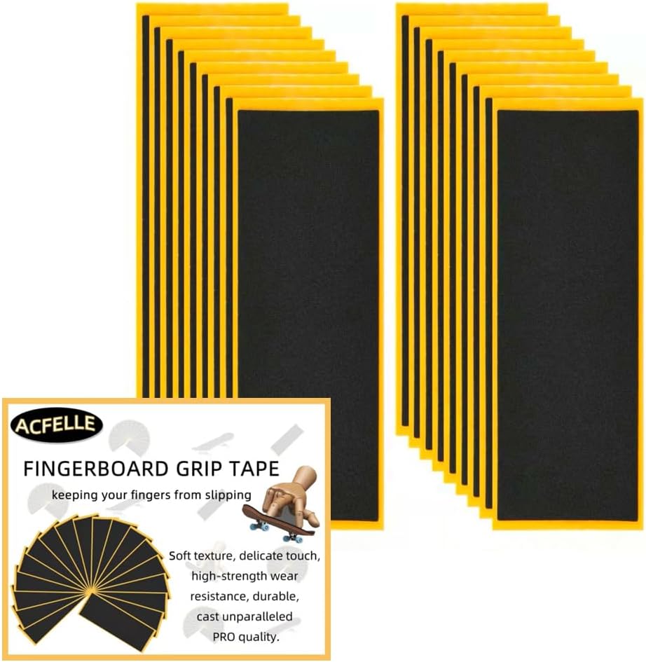 Fingerboard Grip Tape, PRO Quality 8 Sheets Foam Black Wooden Mini Skateboard Strong Adhesive - 18pcs