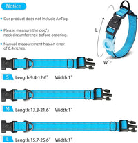 JSXD AirTag Dog Collar, Night Reflective Nylon Dog Collar for Small Medium Large Dogs,Lockable Quick Release Buckle,Padded Breathable Pet Collar with AirTag Holder (Blue, Small)