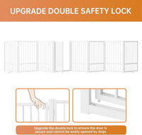 Full Metal Freestanding Dog Gate with Door, 32''Height Foldable Pet Dog Fence for Indoor & Outdoor, 8 Panels Extra Wide Free Standing TallDog Gates for Doorways,House,Stairs,Porch,Deck,Yard