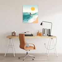 Beach Starfish Wall Decor Ocean Starfish Wall Art Sunset Scenery Coastal Theme Pictures Canvas Nature Seascape Painting Print Framed Artwork Decorations for Home Bathroom Living Room Bedroom Office 24"x20"