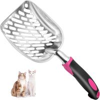 Cat Litter Scoop-Metal Litter Scooper-Kitty Metal Scooper-Long Handle – Daily Care for Cats - L / Rose Red