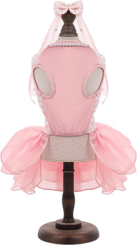 ASENKU Dog Dress, Dog Wedding Dress with Bows, Veil Attachment - Pink / Small - image 2