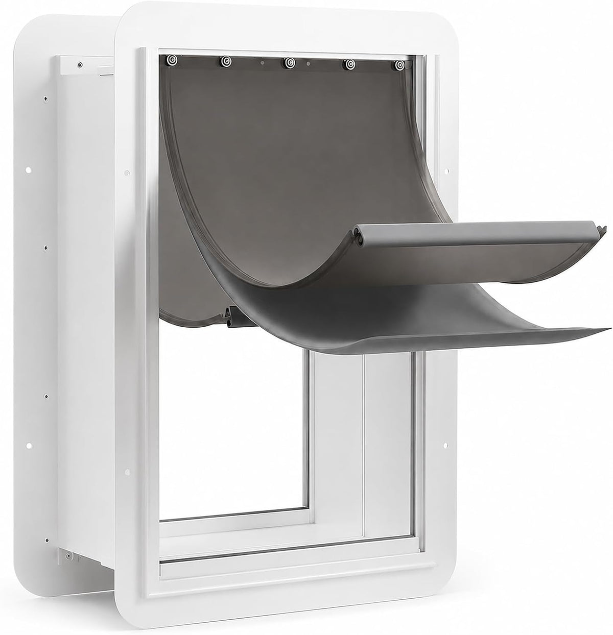 URSPET Medium Dog Door for Wall, 3-Flap Insulated, Steel Frame - White / Large / For Wall