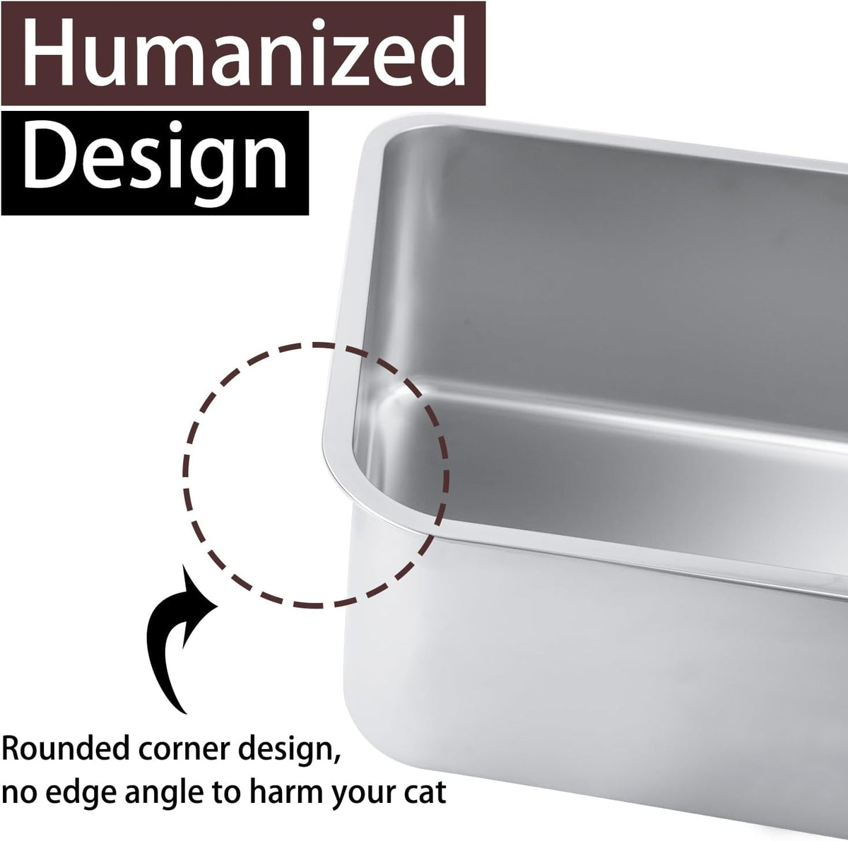 Stainless Steel Cat Litter Box 17"x13"x5.1" – Daily Care for Cats - 23.4"L x15.6"W x 7.7"H - image 4