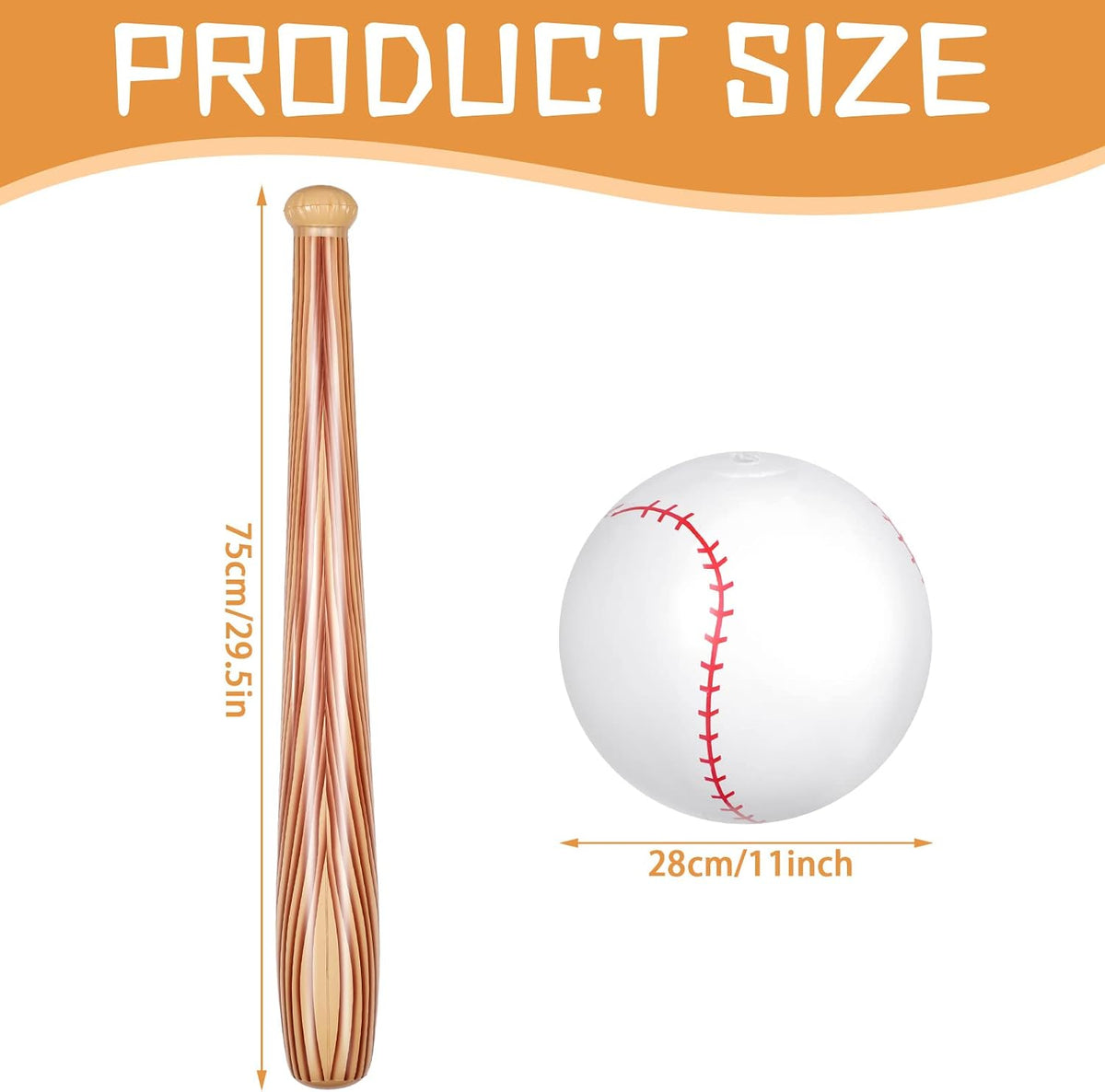 Lewtemi inflatable baseball set with 4 blow-up bats and 2 baseball-print beach balls - view 16