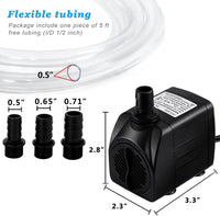 400GPH Submersible Pump with 5 ft Tubing – Essentials for Fish - 400 GPH - image 2