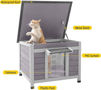 Aivituvin Cat House Waterproof Feral Kitty Shelter Outdoor Indoor Rabbit Hutch for Bunnies,Cats,Dogs and Other Small Animals,Asphalt Roof