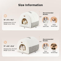 2in1 Cat Bed Cave for Indoor Cats Enclosed Bed with Washable Pillow – Essentials for Cats - M - 15.0"L x 15.0"W x 15.3"H / Cream - image 3