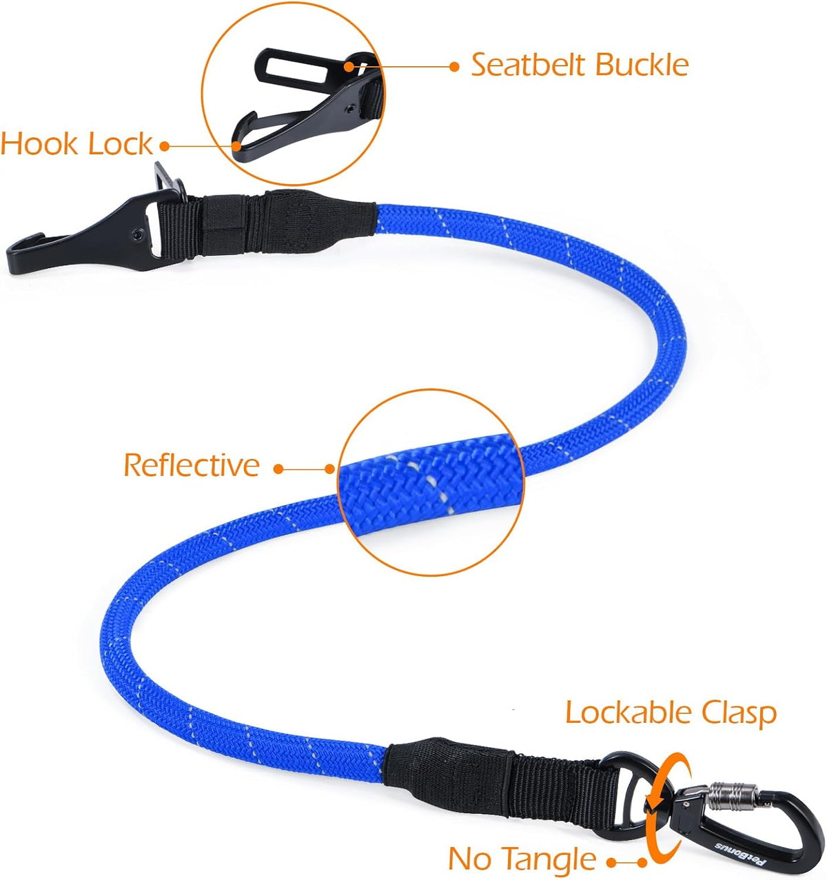 Dog Seat Belt for Car, Durable Rope Dog Car Harness for Vehicle – Essentials for Dogs - Blue, Pink / 2 Packs - image 4