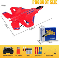 SU-27 RC Airplane,2.4GHz 2 Channel Remote Control Plane with Gyro Night Lights and 2 Batteries - Red 2 Batteries - image 2