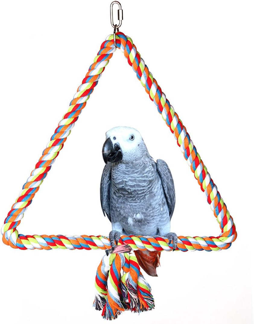 KinTor Medium Triangle Rope Swing Bird Toy Parrot Cage Toys Cages