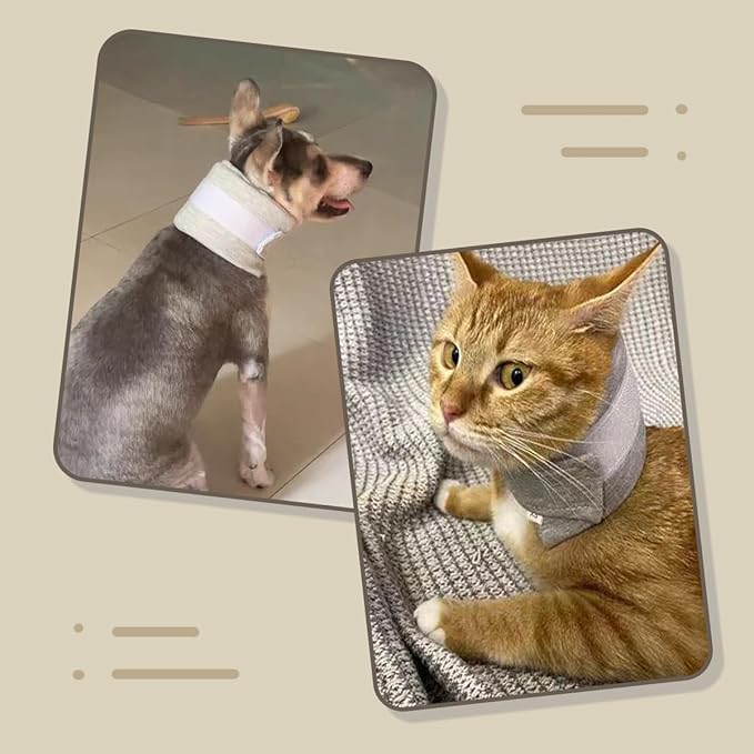 MANON ROSA Cat Neck Brace Elizabethan Collar for Pet After Surgery Recovery Adjustable Breathable Neck Cervical Cone for Small Medium Dogs Puppies Kittens with Spinal IVDD Issues (L 7.5-15",Grey)
