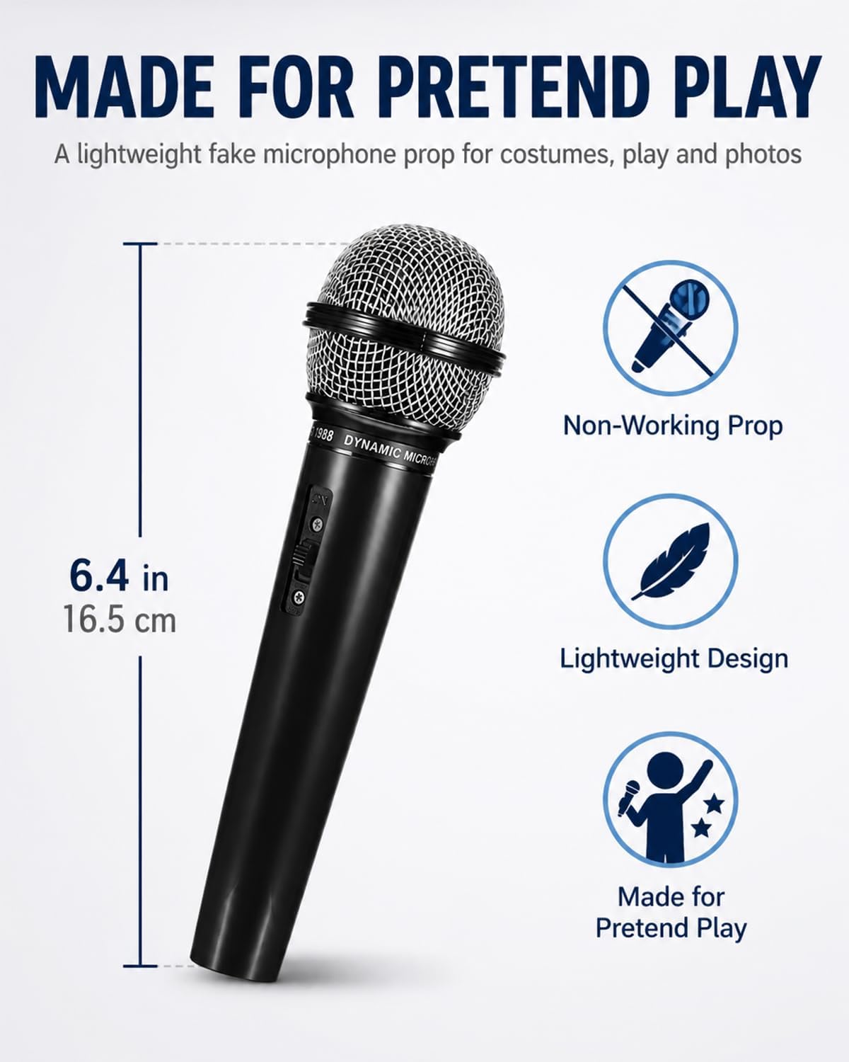 NUOBESTY black plastic fake microphone prop for kids pretend play - view 2
