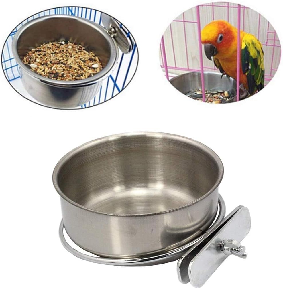 PINVNBY Parrot Feeding Cups Birds Food Dish Stainless Steel Parrot - Single screw / M - image 3