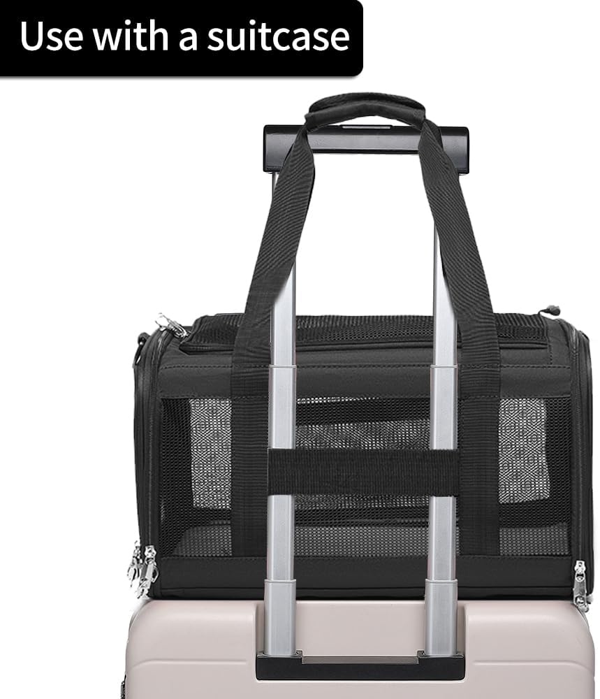 Airline Approved Pet Carrier for Cats and Small Dogs - black / 17.0"L x 12.0"W x 12.5"H - image 4